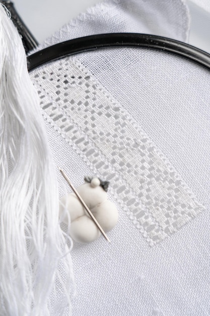 modern embroidered pattern on fabric